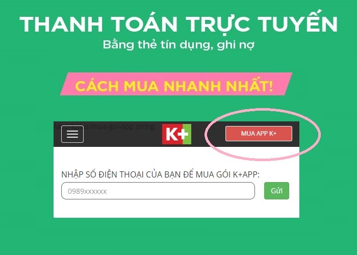 Mua gói app K+ trên website