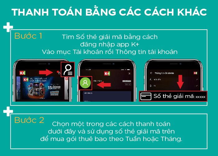 Mua các gói trên app K+