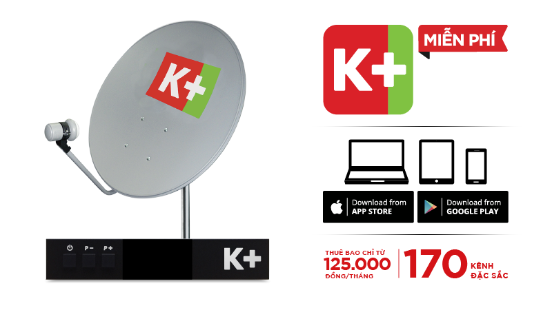 App K+ miễn phí khi lắp đầu thu